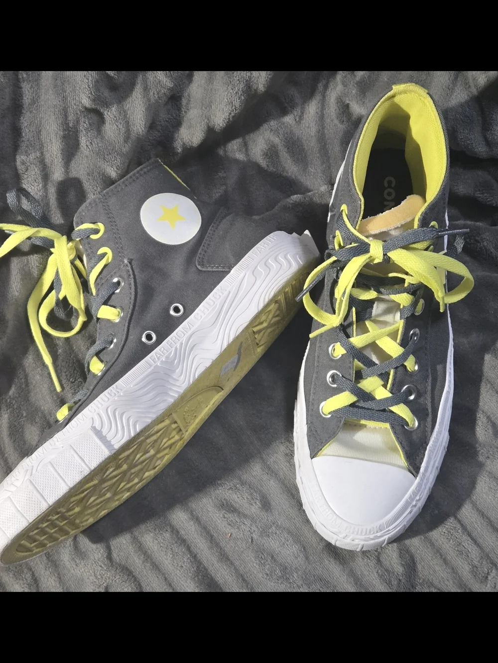 Converse Women's All Star Edge Glow Sneakers in Charcoal Gray and Neon Yellow